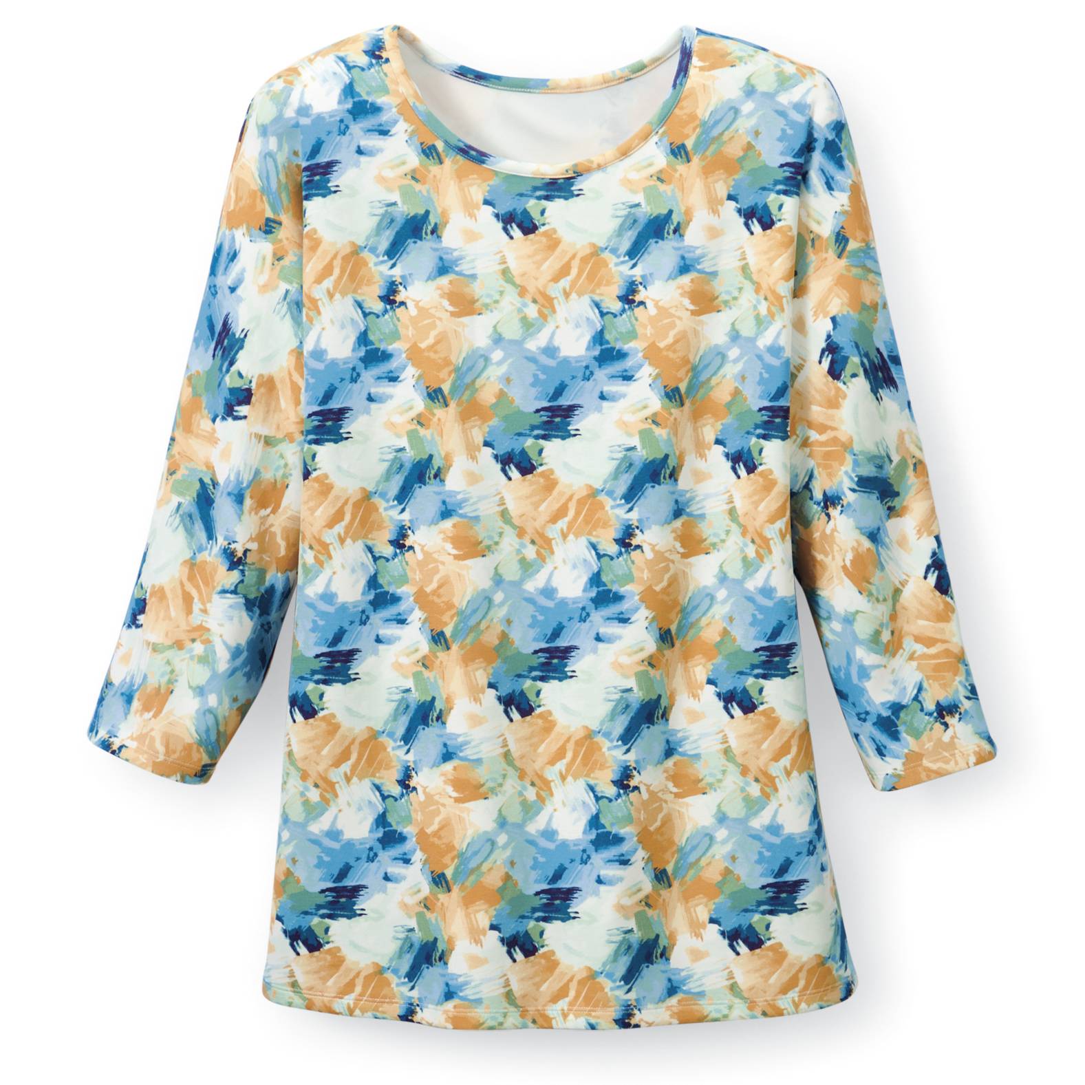 Double-Knit Print Top, Stretchy, Dolman 3/4 Sleeves - Northstyle Catalog