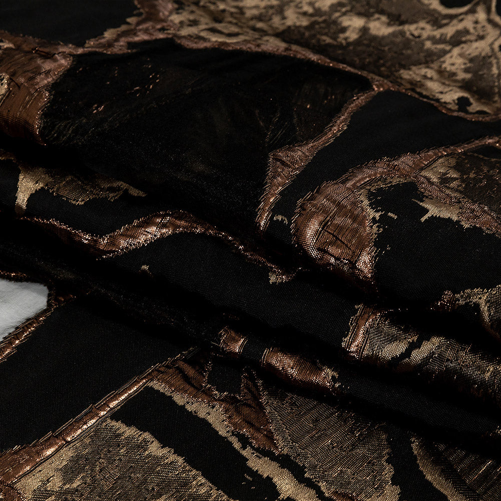 Metallic Two Penny and Black Abstract Burnout Luxury Brocade - Joann Fabrics