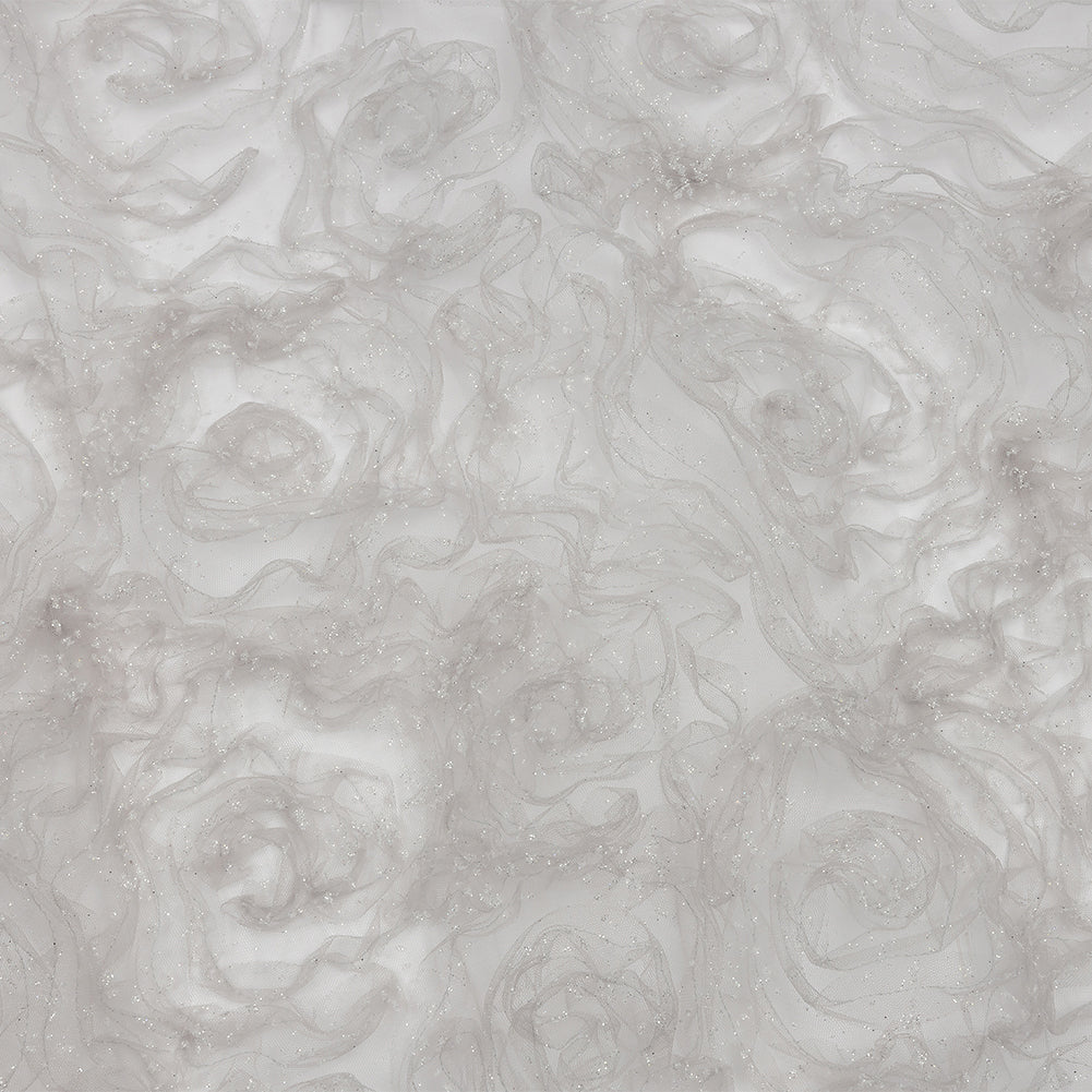 3D Fabric Roses Glitter Tulle - Light Gray - Joann Fabrics