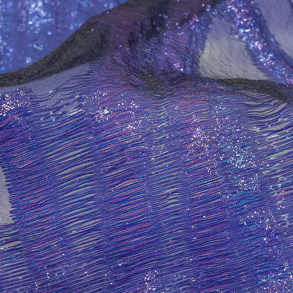 Metallic Blue and Purple Abstract Sheer Luxury Burnout Brocade - Joann Fabrics
