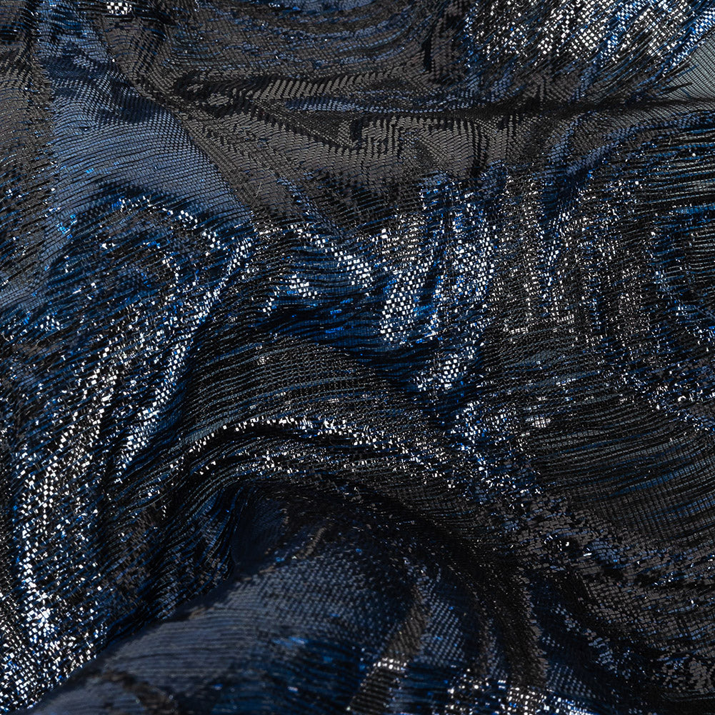 Mood Exclusive Metallic Navy and Black Swirls Sheer Organza Luxury Brocade - Joann Fabrics