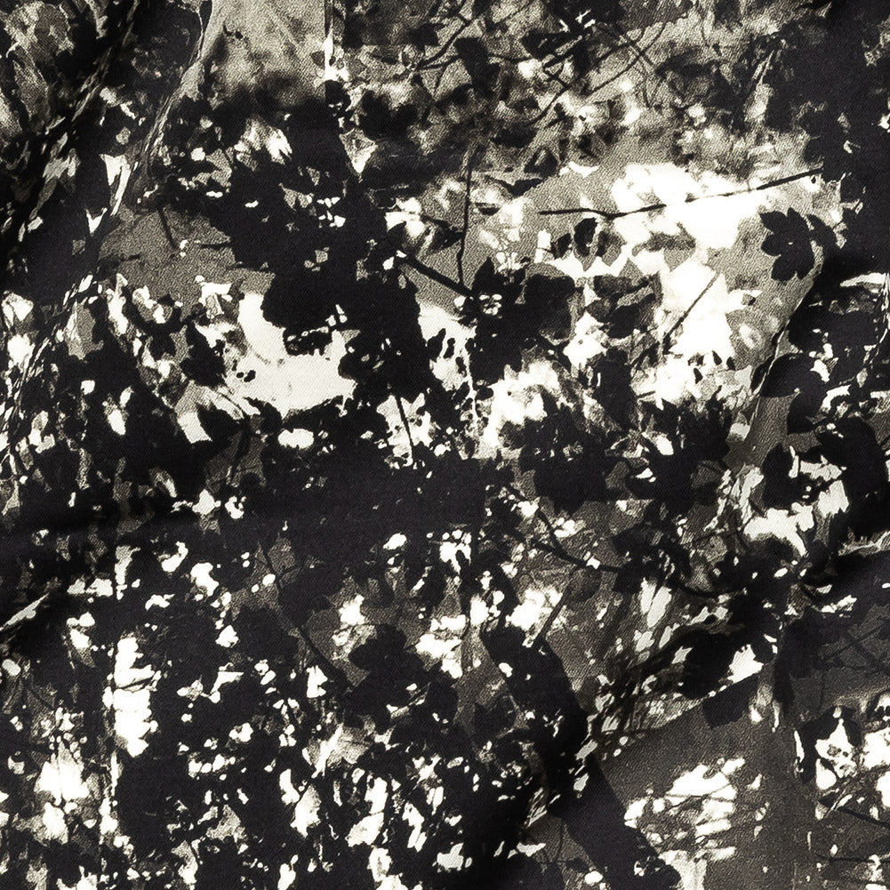 Stretch Cotton Sateen - Black and White Leafy Branches - Sylvan Spectres Print - Mood Exclusive Twilight Collection - Joann Fabrics