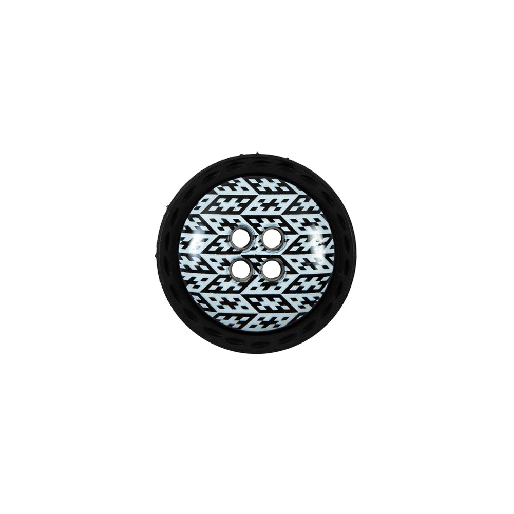 Italian Black and White Geometric Domed Button - 24L/15mm - Joann Fabrics