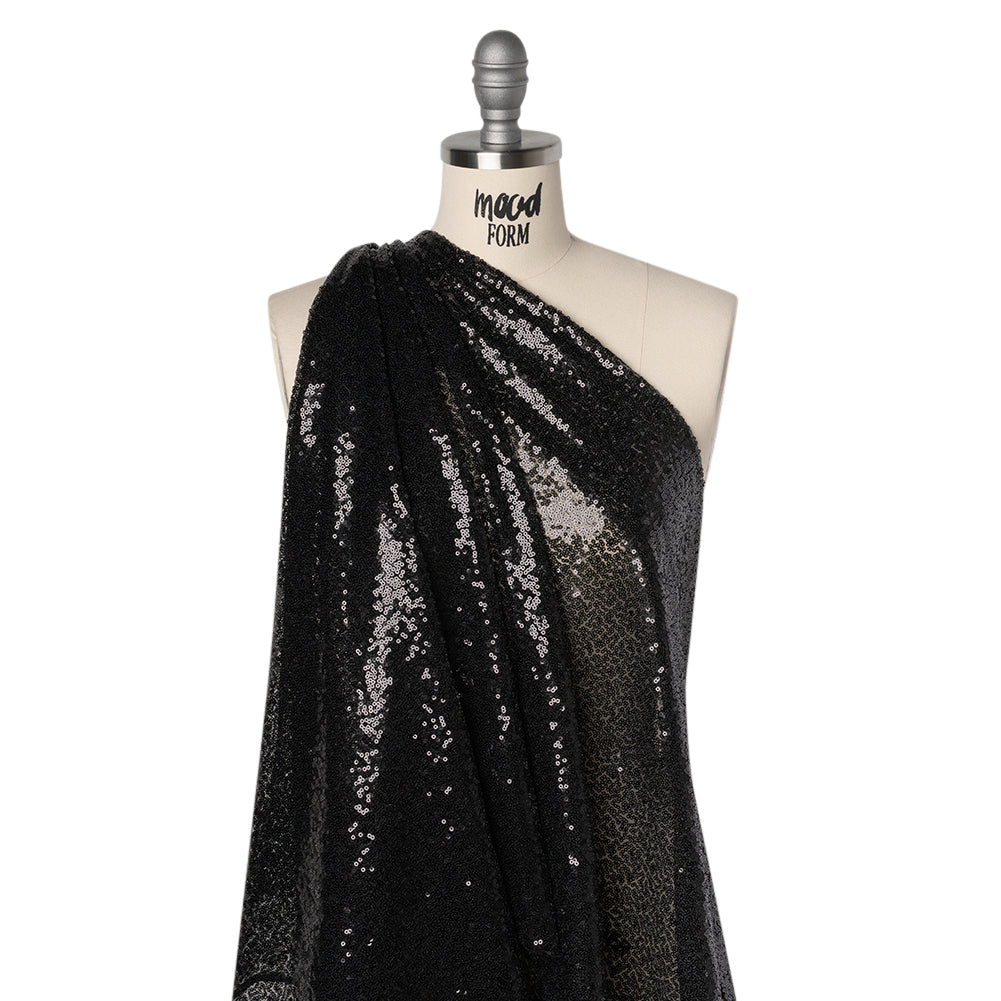 Sequined Polyester Tulle - Black Abstract - Designer Deadstock - Joann Fabrics