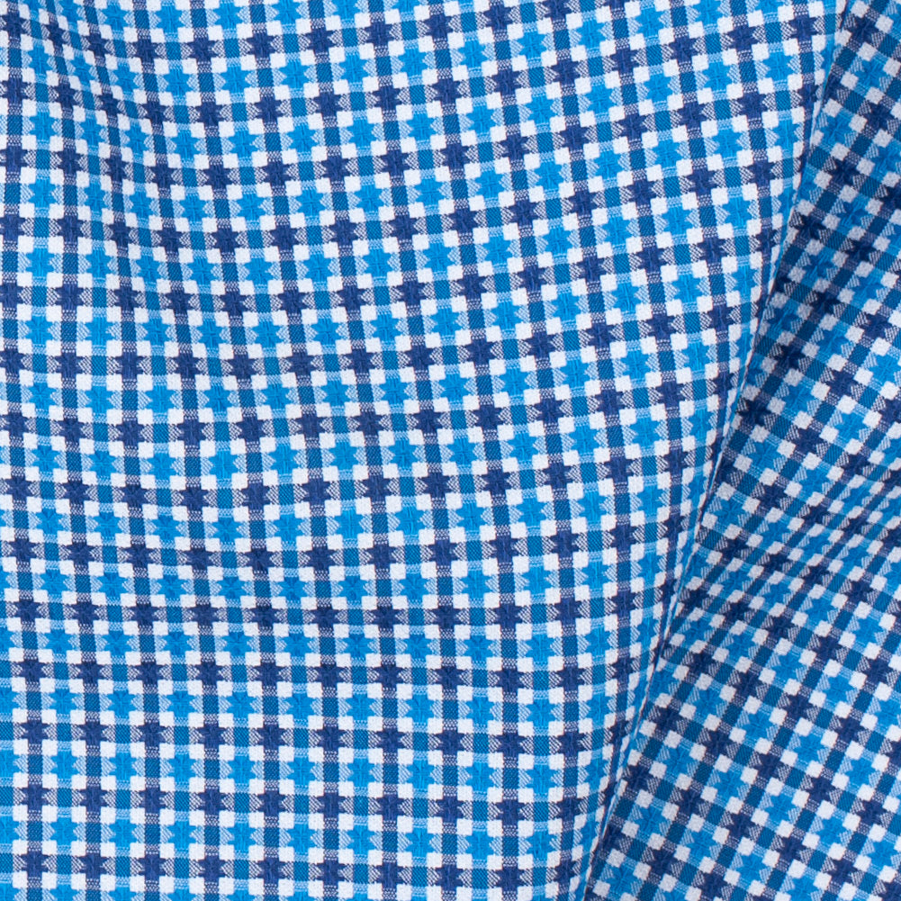 Premium Blue, Black and White Geometric Cotton Dobby Shirting - Joann Fabrics