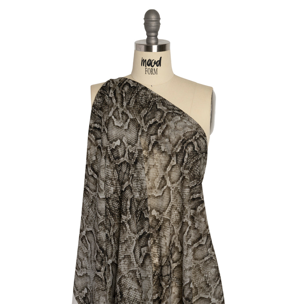 Viscose Georgette - Gray Python Skin - Tanzania Temptations Print - Mood Exclusive Kilimanjaro Collection - Joann Fabrics
