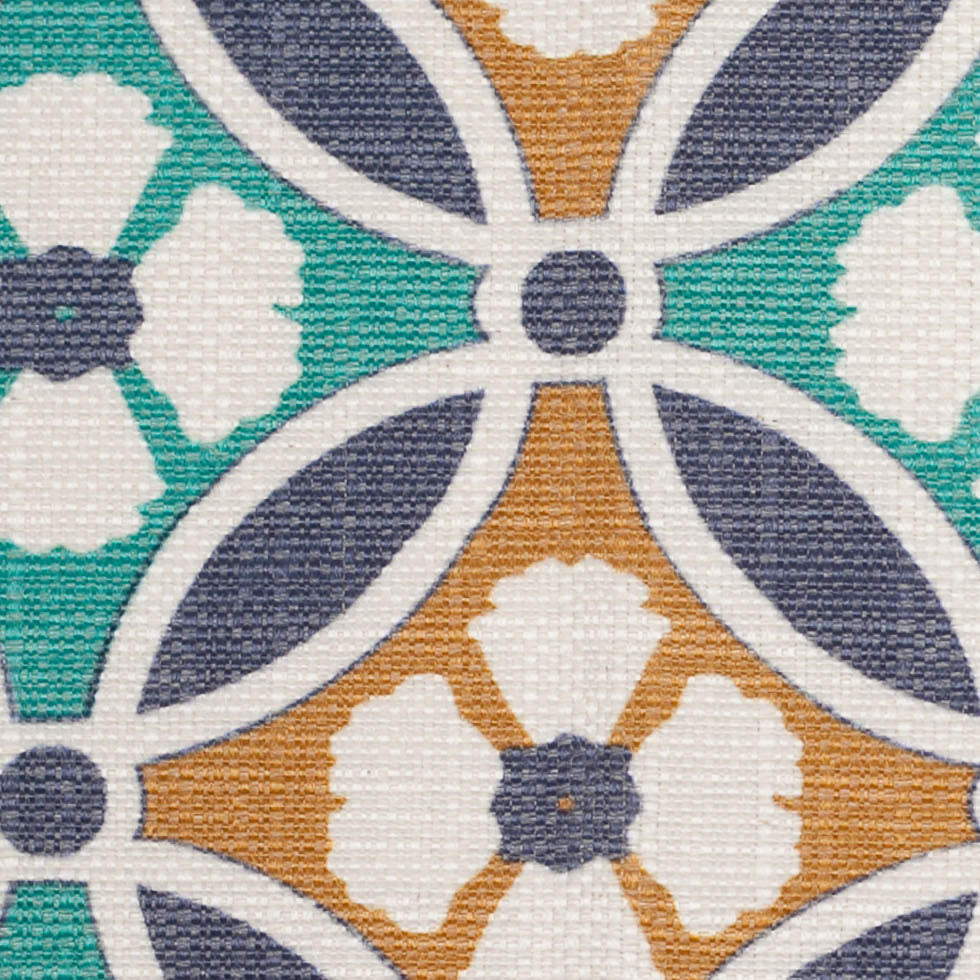 Spanish Green/Blue Floral Geometric Poly/Cotton Canvas - Joann Fabrics