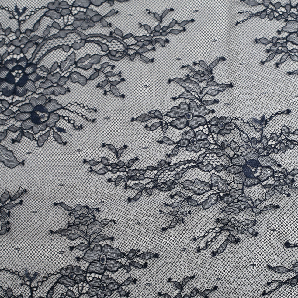 Re-Embroidered Lace with Scalloped Edge - Navy Floral - Joann Fabrics
