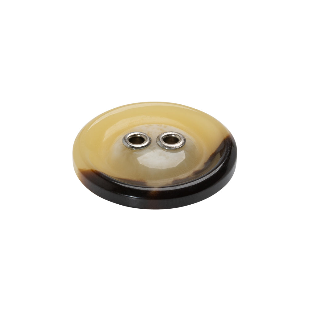 Plastic 2-Hole Button with Metal Eyelet Holes - 36L/23mm - Ivory and Brown - Joann Fabrics