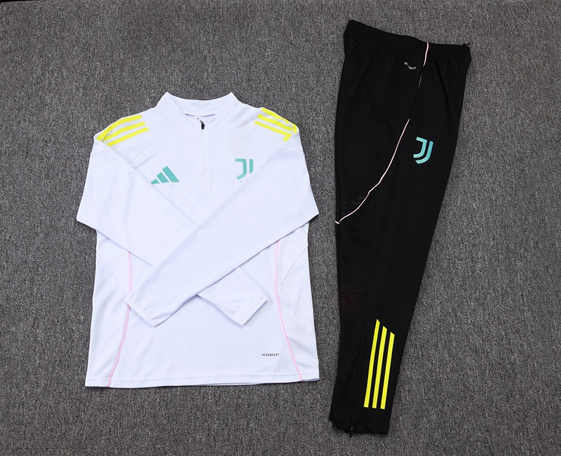 2025/2026 Juventus Half-Pull Training Suit White Football Shirt 1:1 Thai Quality Set