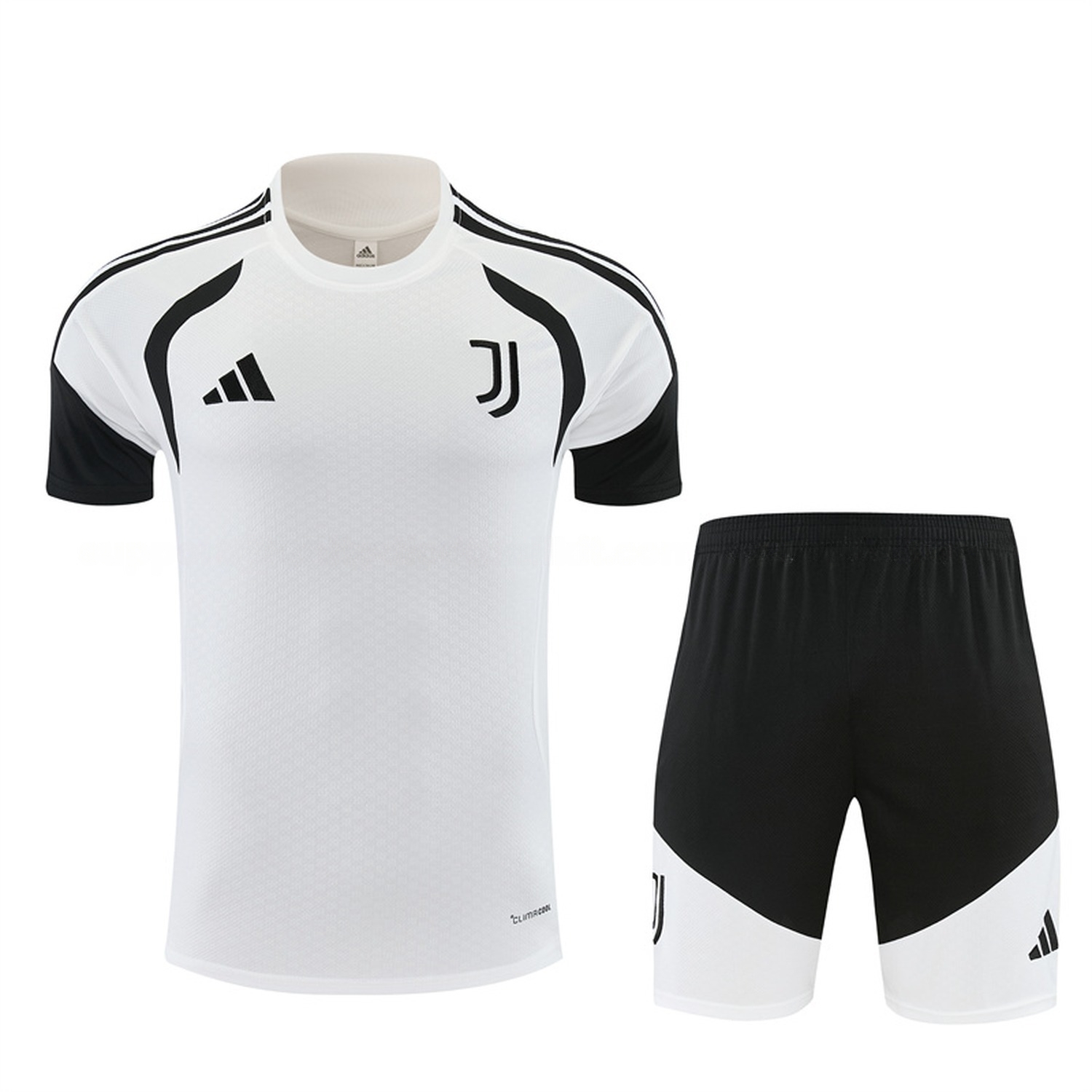 Juventus 26-27 Short-Sleeve Training Set - White Top & Black Shorts - UnitedFutballJersey