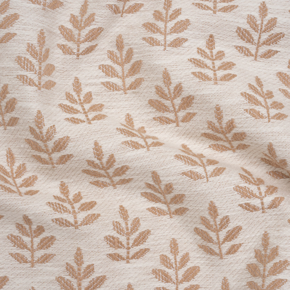 Polyester and Cotton Twill Jacquard - Dusky Pink Lines of Leaves - British Imported - Joann Fabrics