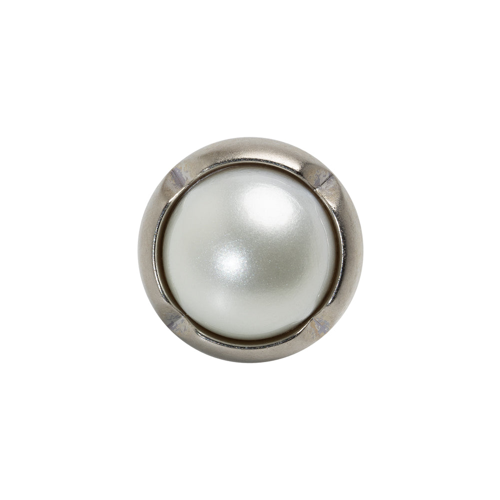 Plastic 2-Piece Shank Back Button - 30L/19mm - Silver and White Pearl Dome - Joann Fabrics