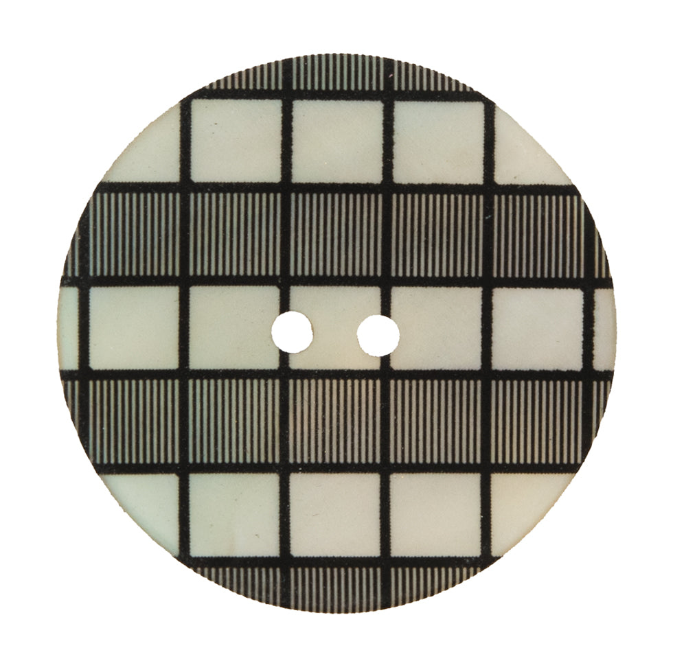 Italian Black and White Checkered Mother Of Pearl Button - 54L/34mm - Joann Fabrics