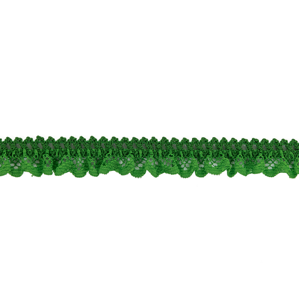 Grass Green Ruffled Stretch Lace Trimming - 0.625