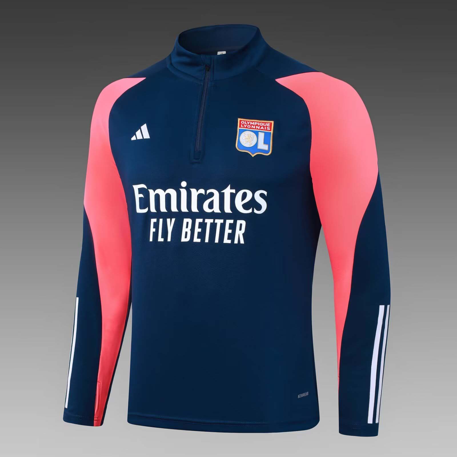 2023/2024 Lyonnais Half-Pull Training Suit Royal blue Football Shirt Set