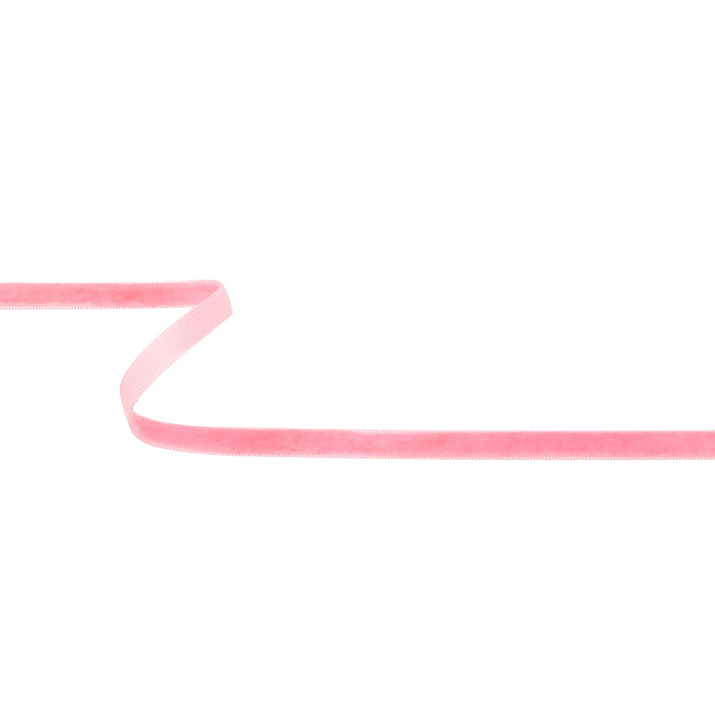 Flamingo Pink Single Face Velvet Ribbon - 0.3125