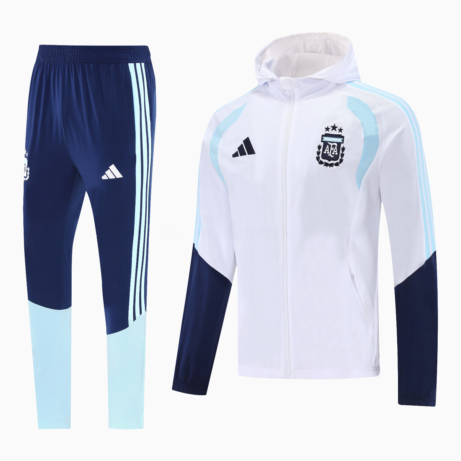 Argentina 2026 Hooded Windbreaker Training Set - White Top & Dark Blue Pants - UnitedFutballJersey