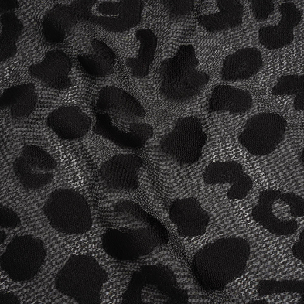 Lightweight Textured Burnout Brocade - Black on Black Animal Spots - Joann Fabrics