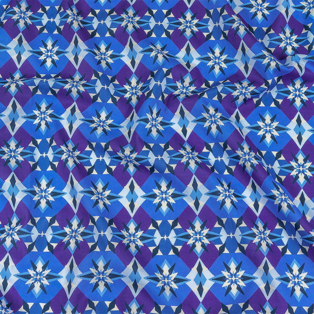 Cotton Voile - Blue and Purple Geometric - Crystalline Culture Print - Mood Exclusive Indigo Collection - Joann Fabrics