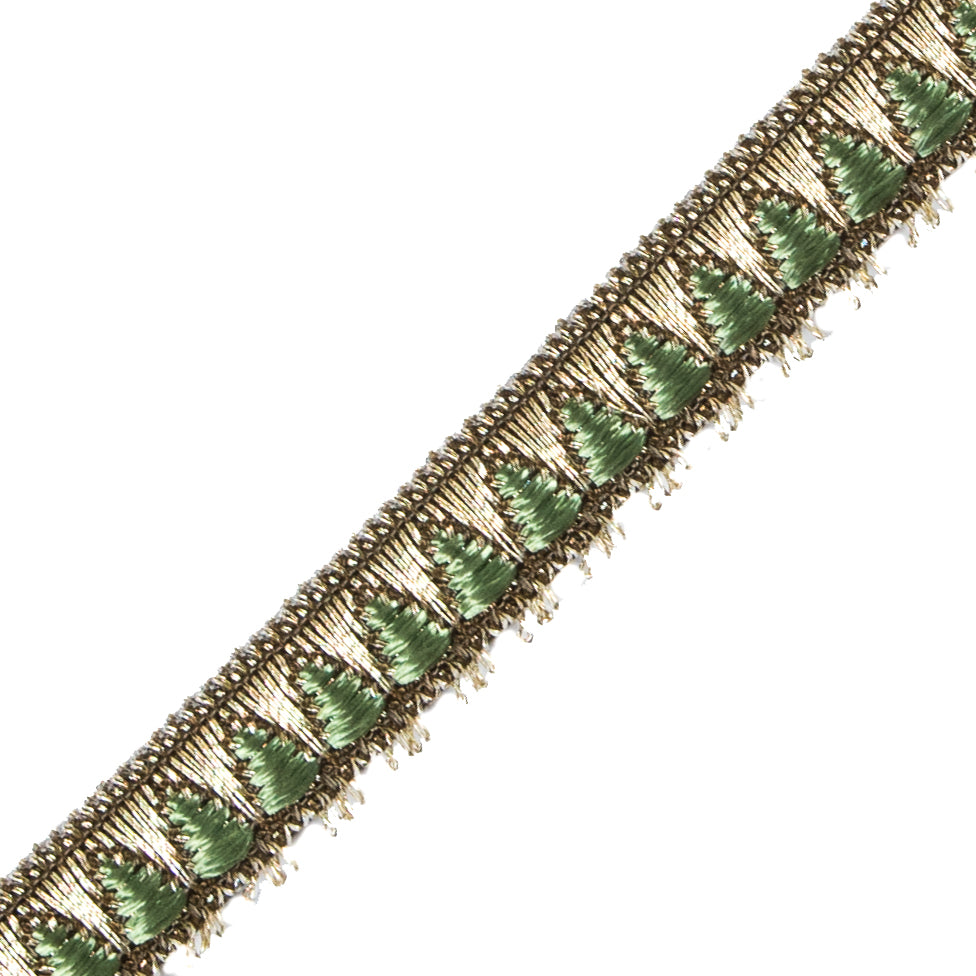 Arcadian Green and Gold Metallic Geometric Trimming - 0.5