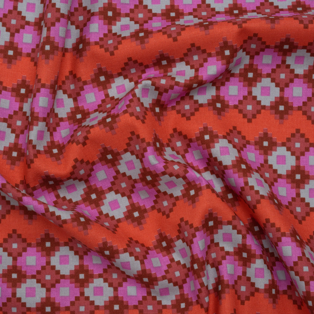 Printed Quilting Cotton by Anna Maria Textiles for Northcott - Bouquet Interwoven Geometric Stripes - Heiress Collection - Joann Fabrics