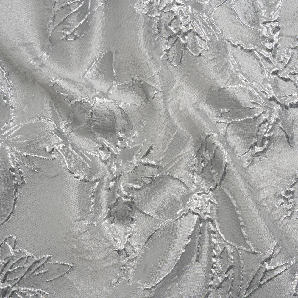 Metallic Silver and Gray Floating Flowers Luxury Burnout Brocade - Joann Fabrics
