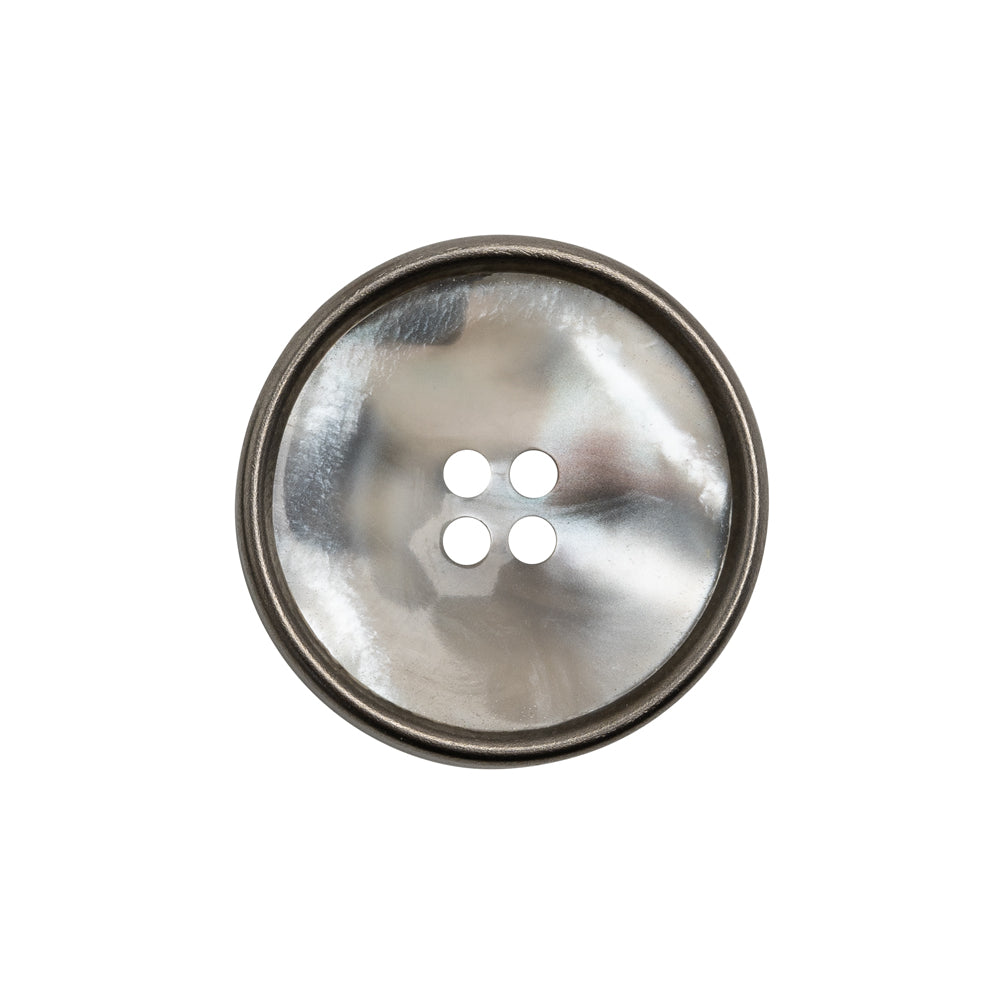Shell 4-Hole Button - 36L/23mm - Translucent Gray with Gunmetal Narrow Rim - Joann Fabrics