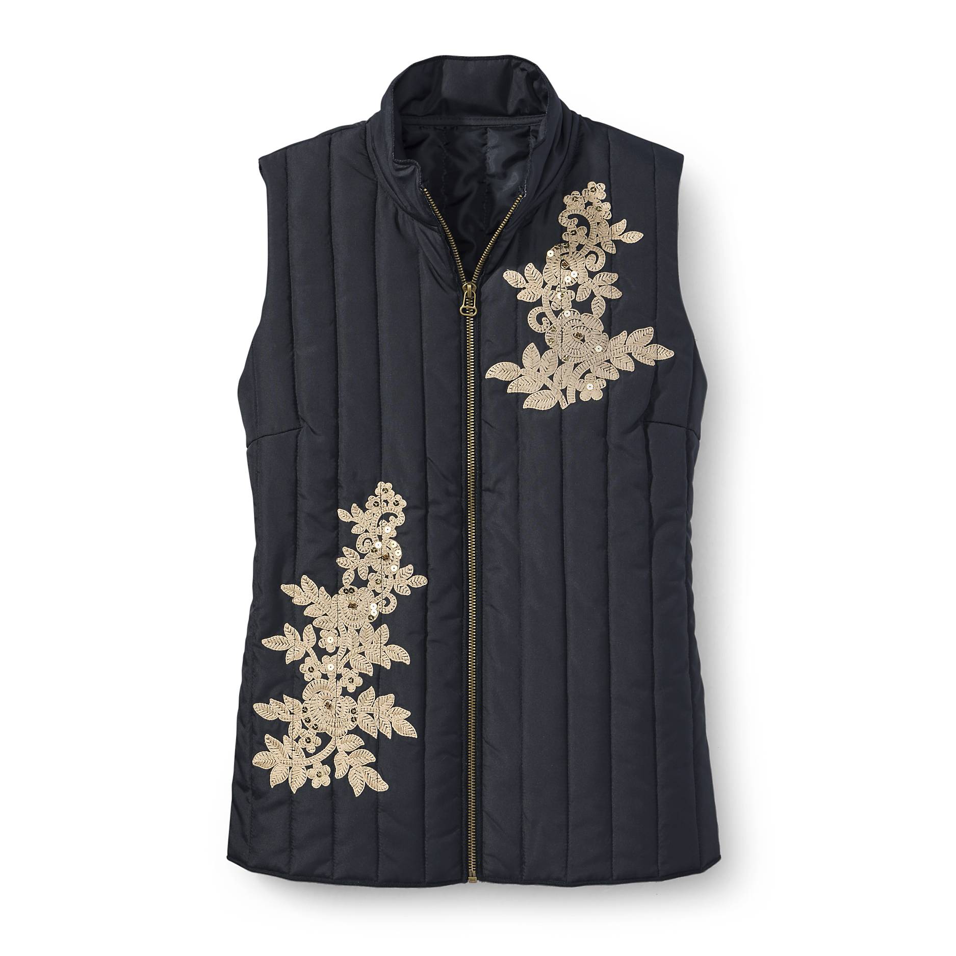 Embroidered Quilted Vest, Zip Front, Beading Accents - Northstyle Catalog