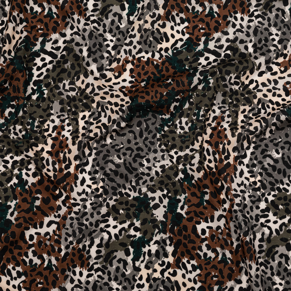 Cotton Voile - Green and Brown Animal Spots - Guerrilla Safari Print - Mood Exclusive Serengeti Collection - Joann Fabrics