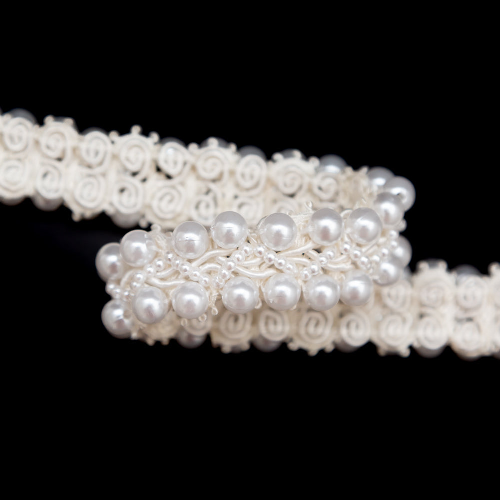 White Pearl Braided Trim - 1