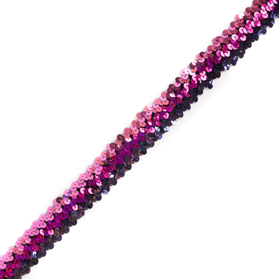 Pink and Purple Stretch Sequin Trim - 1