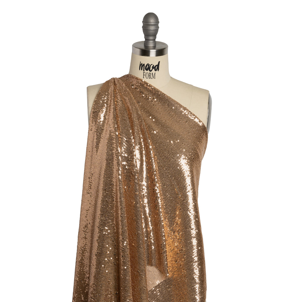 Baby Sequins Mesh - Rose Gold on Beige - Designer Deadstock - Joann Fabrics