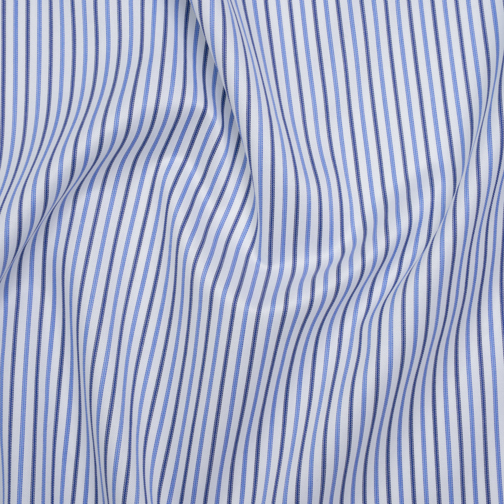 Cotton Twill Shirting - Country Blue, Navy and White Stripes - Deadstock - Joann Fabrics