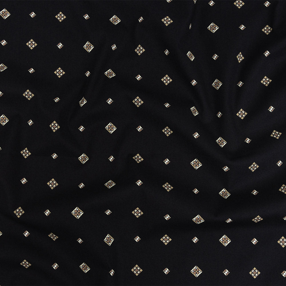 Mood Exclusive Black Geometric Gems Stretch Cotton Poplin - Joann Fabrics