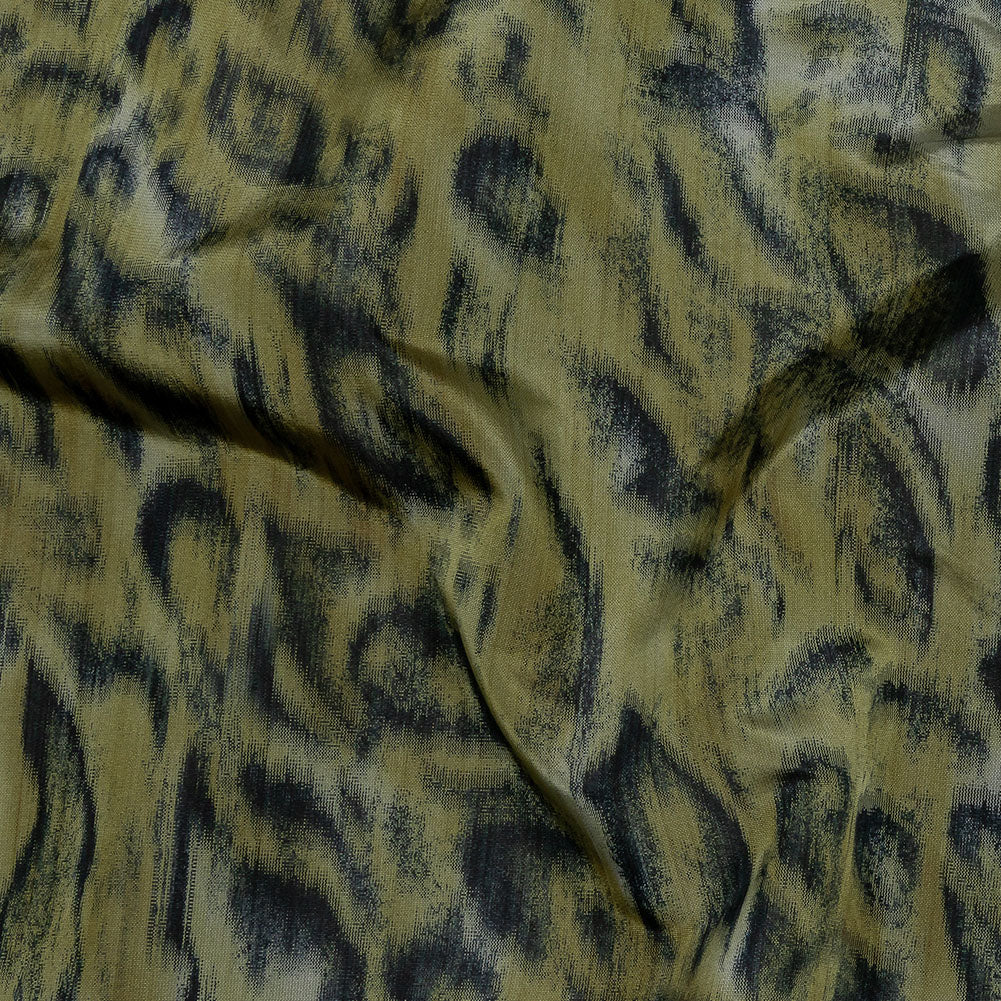 Italian Olive Green and Blue Graphite Spotted Warp Printed Polyester Faille - Joann Fabrics
