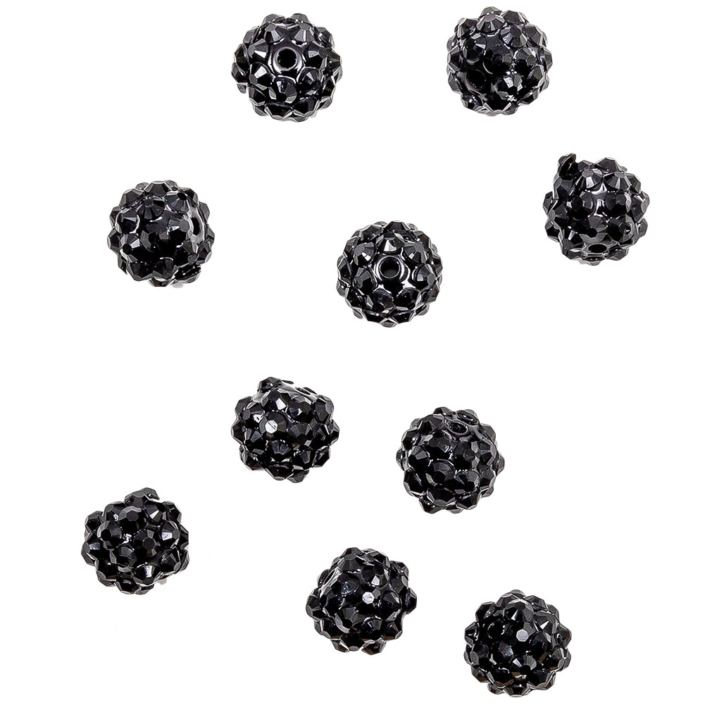 Black Rhinestone and Resin Faceted 12mm Beads - 10pc - Joann Fabrics