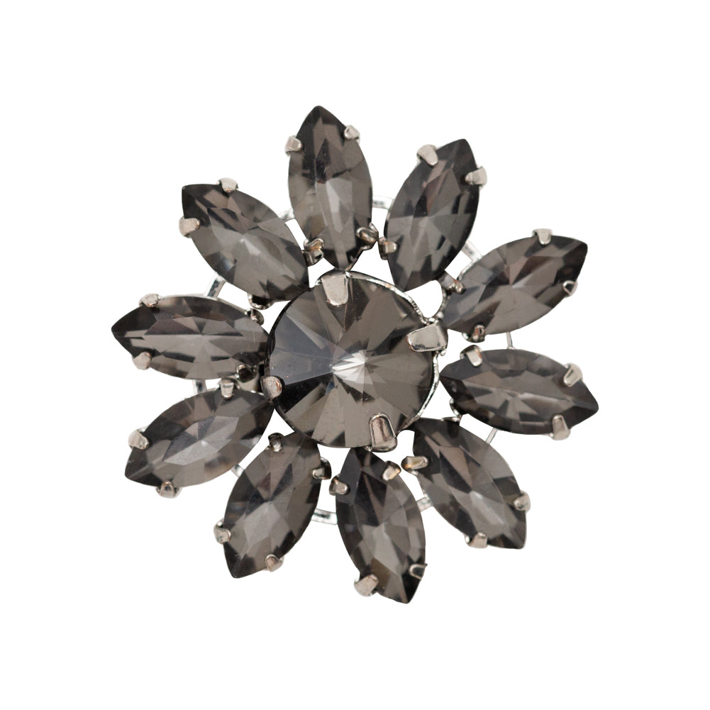 Italian Gunmetal Rhinestone Flower Button - 42L/27mm - Joann Fabrics