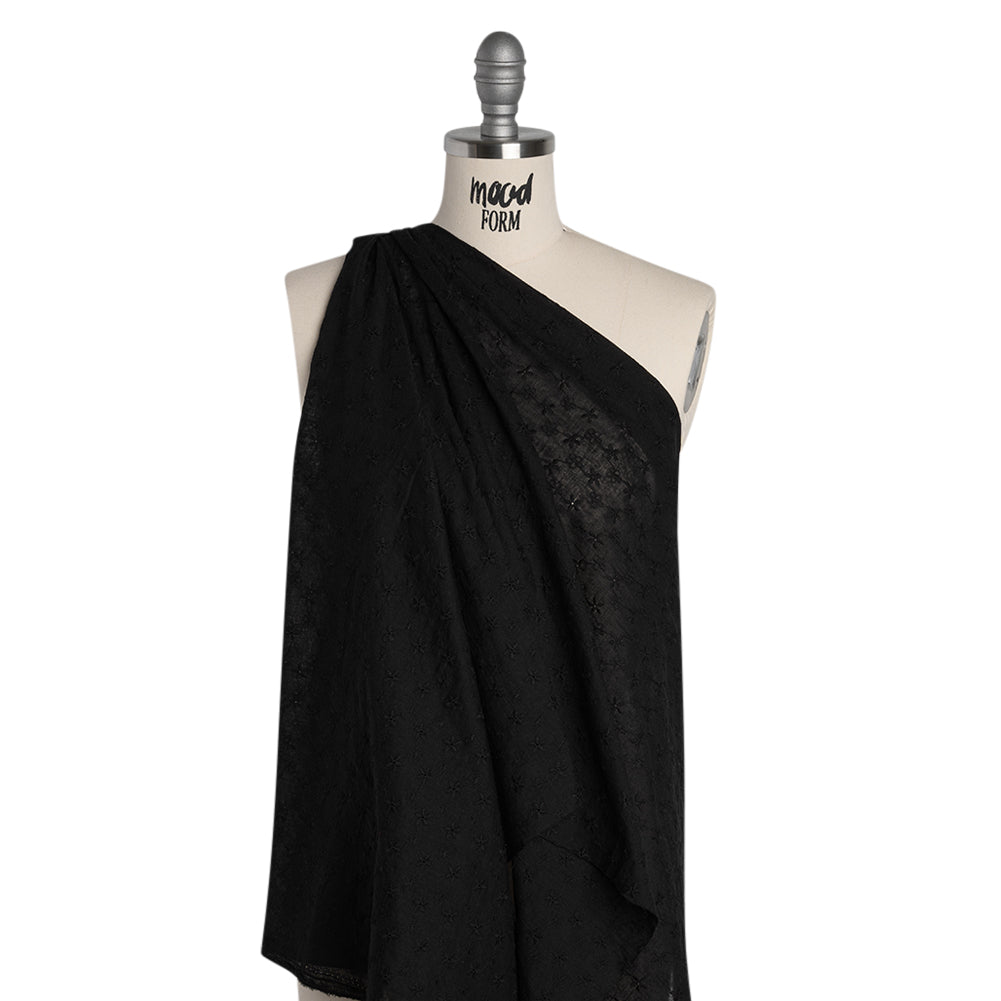 Embroidered Eyelet Cotton Voile - Black Daisy Chains - Naomi Collection - Joann Fabrics