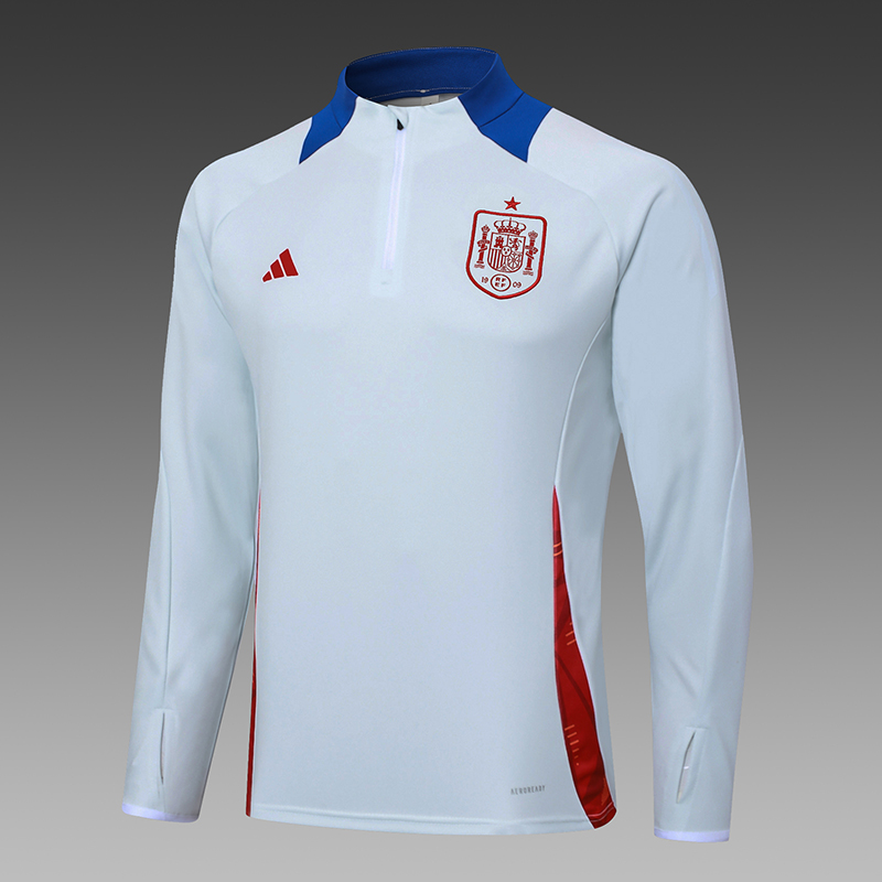 2024-2025 Spain Half-Pull Training Suit Baby Blue Football Shirt Set