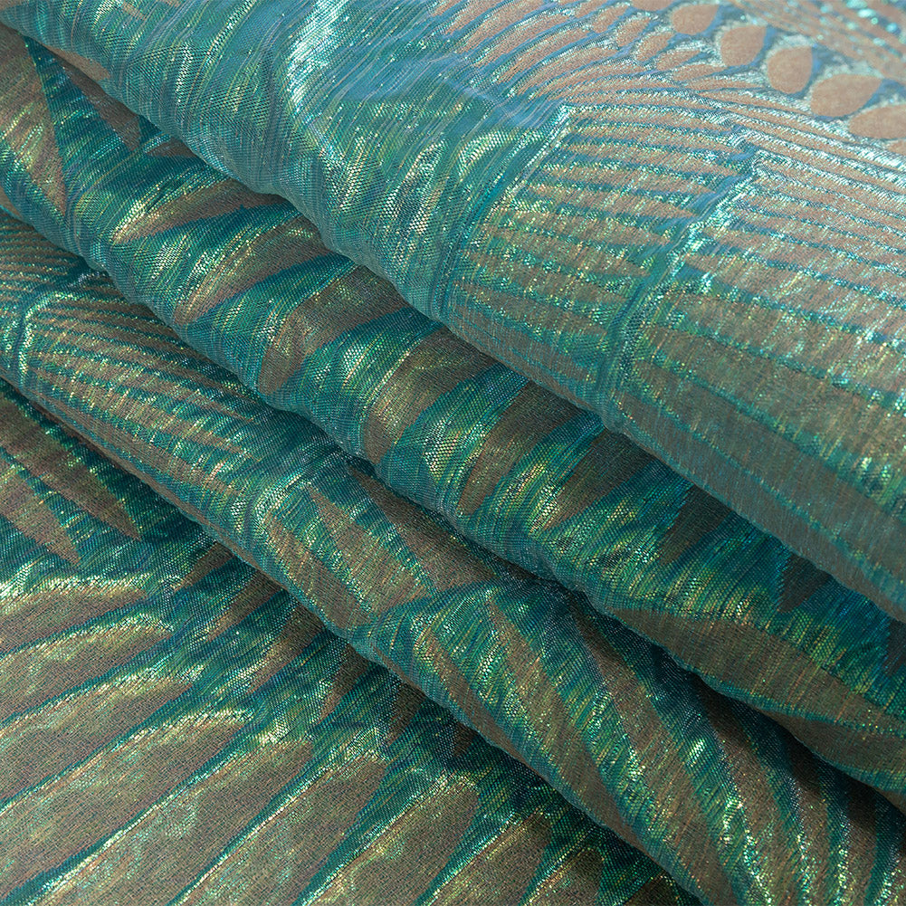 Metallic Iridescent Turquoise, Yellow and Pink Abstract Luxury Brocade - Joann Fabrics