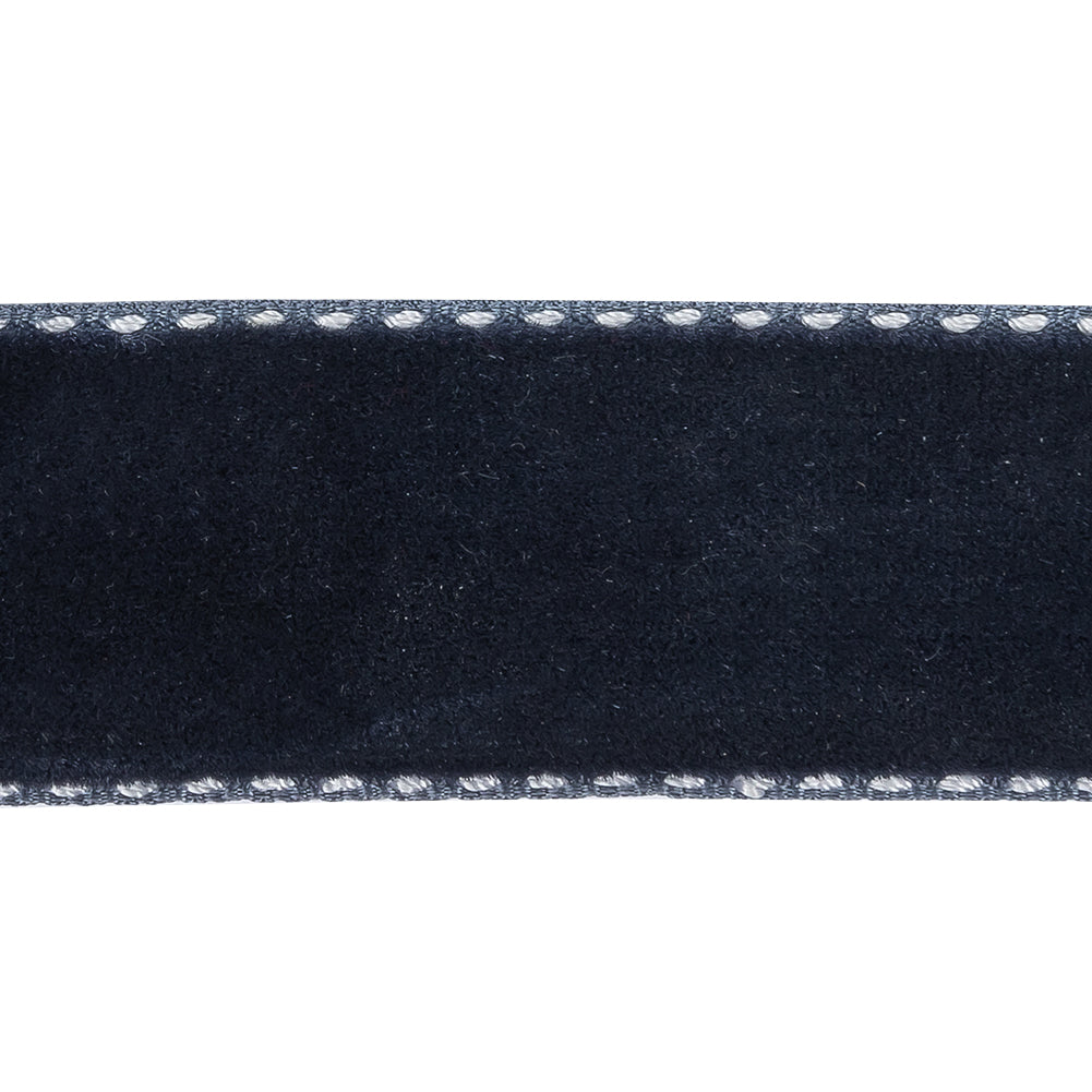 Dress Blues and White Side-Stitched Velvet Ribbon - 1