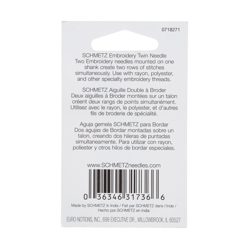 Schmetz Double Embroidery Twin Machine Needle - 2.0/75 - 1 ct - Joann Fabrics