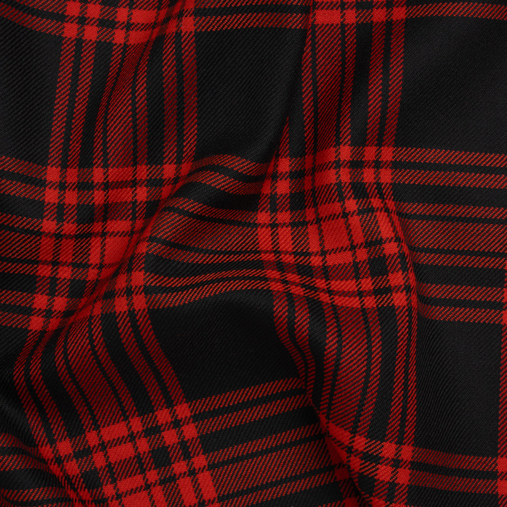 Virgin Wool Twill Made in Italy - Red and Black Plaid - Joann Fabrics