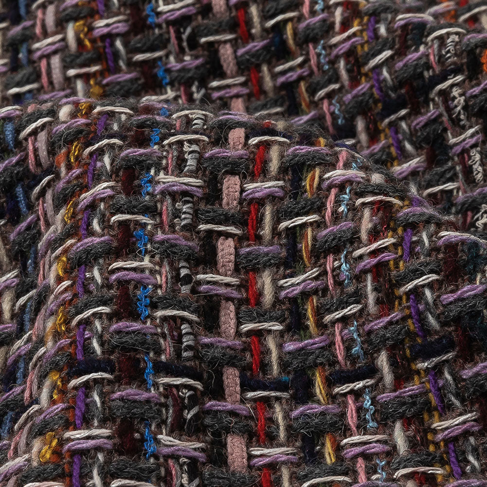 Italian Charcoal, Candy Pink and Blue Blended Wool Tweed - Joann Fabrics