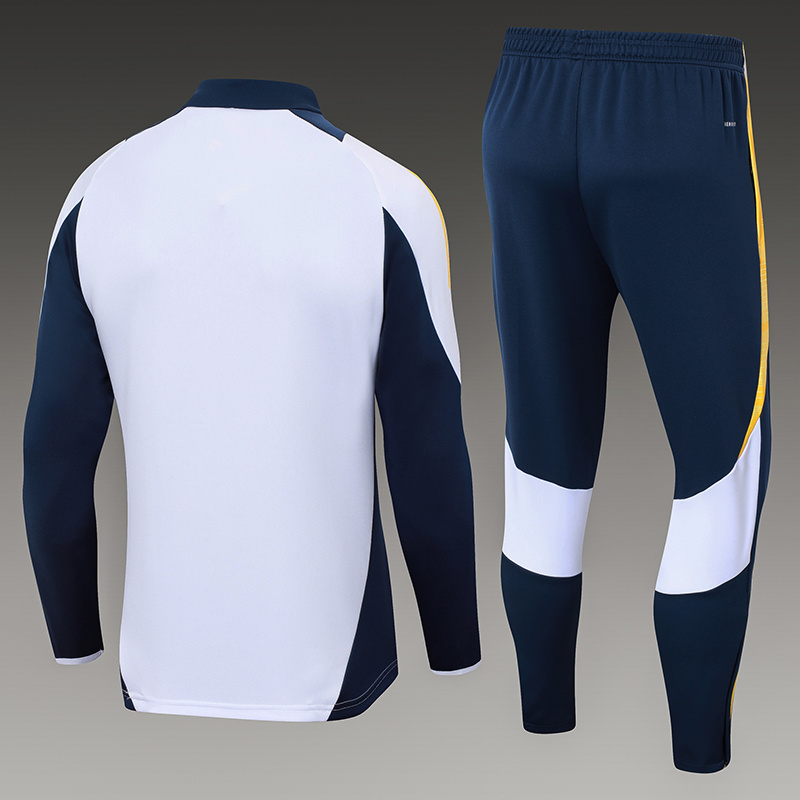 2024/2025 Real Madrid Half-Pull Training Suit White Football Shirt 1:1 Thai Quality Set