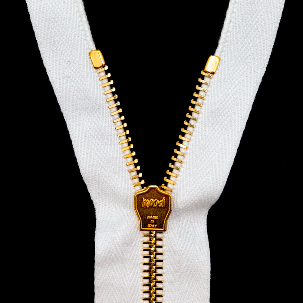 Mood Exclusive Italian Off-White and Gold T5 Closed End Metal Zipper - 9