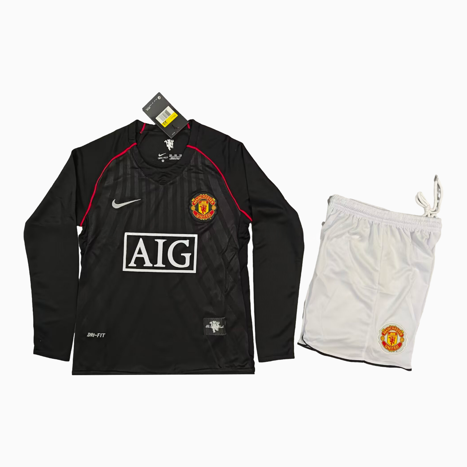 Retro Manchester United 2007-08 Away Black Kids Kit - UnitedFutballJersey