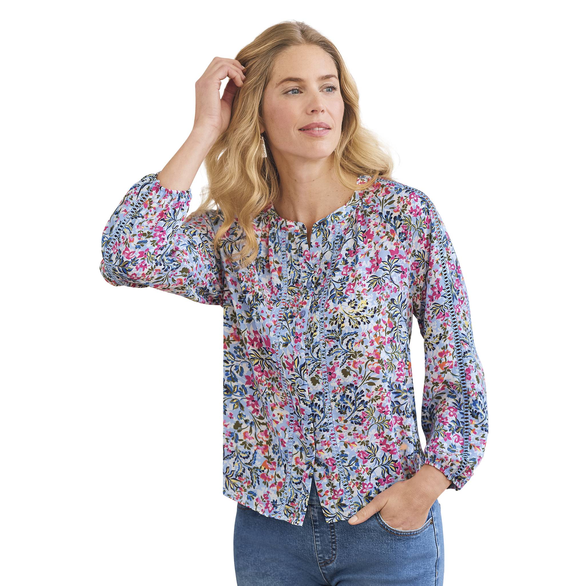 Lace Trim Floral Blouse - Northstyle Catalog