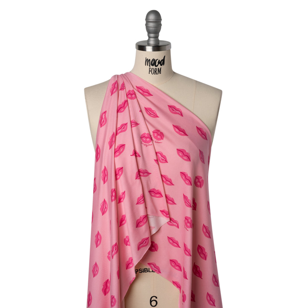 Stretch Polyester ITY Jersey Print by Vera Wang - Pink Lips - Deadstock - Joann Fabrics